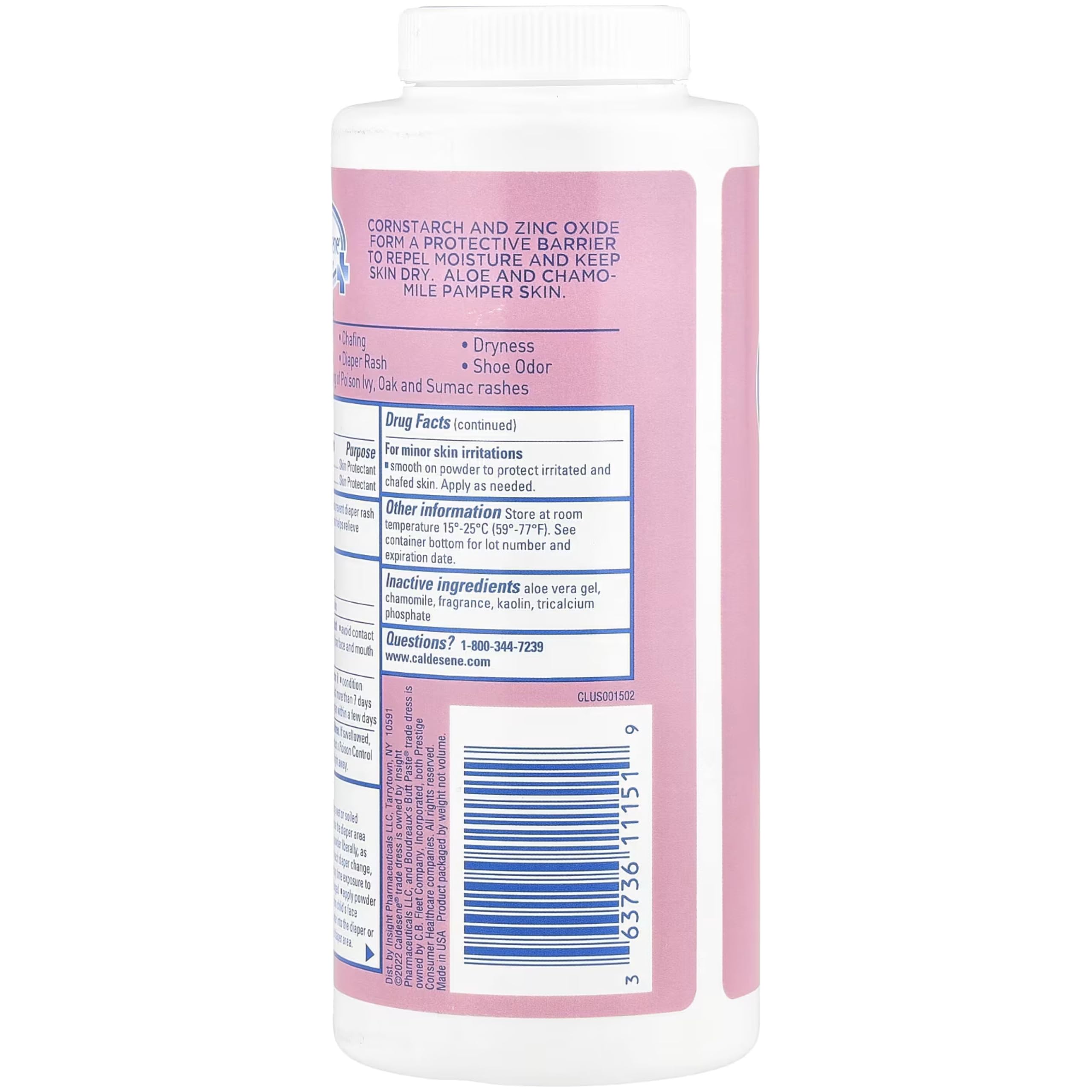 Caldesene powder diaper-bag image suggests diaper rash prevention during changes.