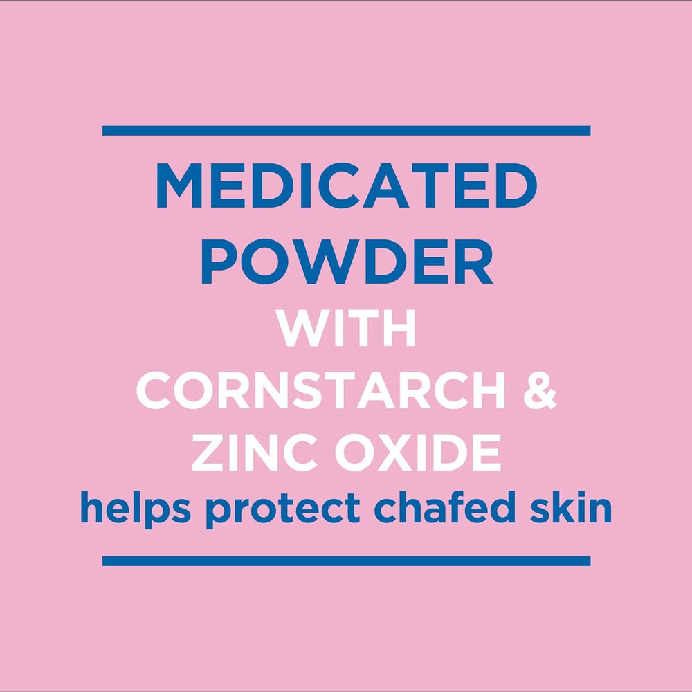 Caldesene powder texture closeup highlights light cornstarch with aloe.