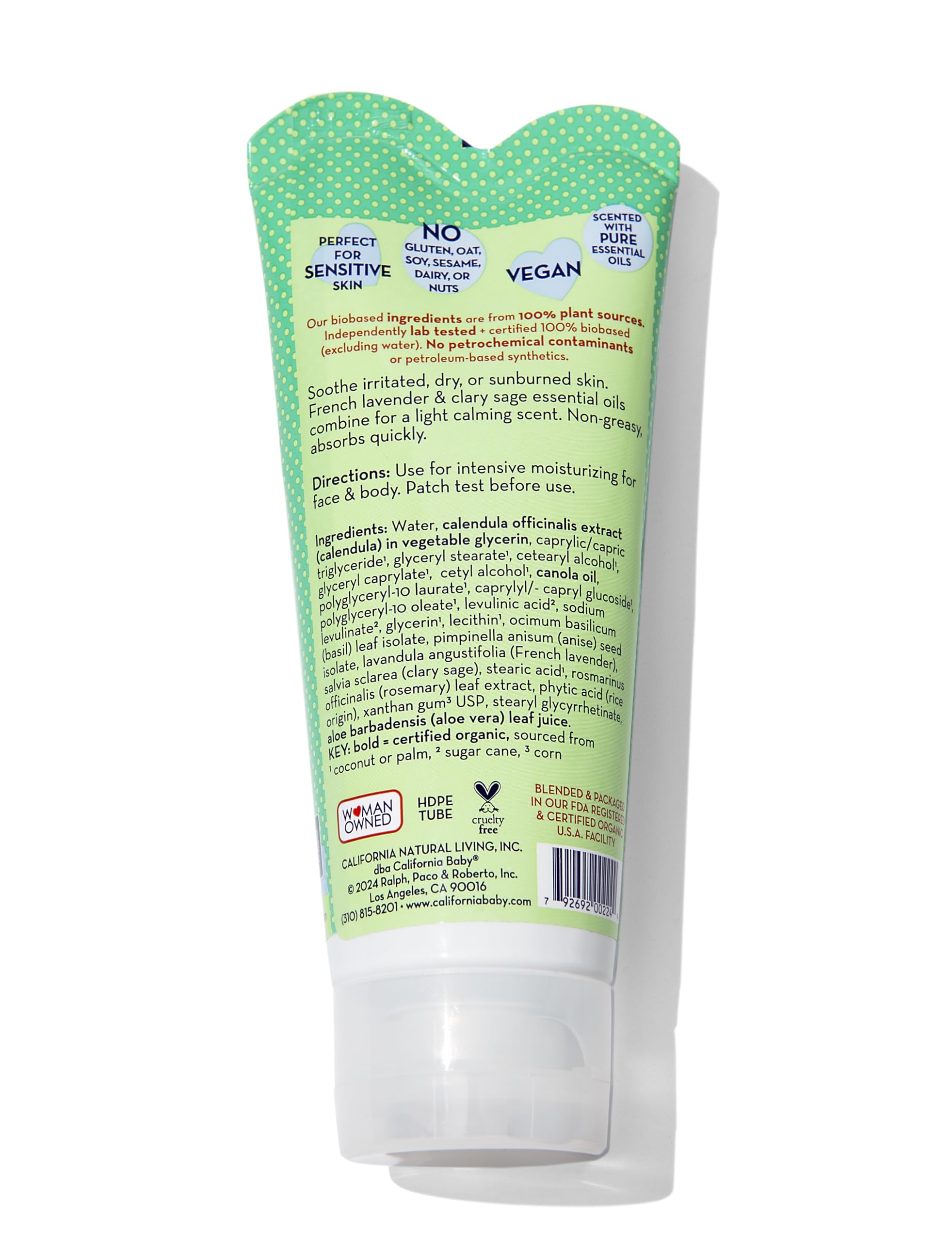 California Baby Aloe Vera Arnica Cream texture-closeup shows quick-absorbing non-greasy moisturization