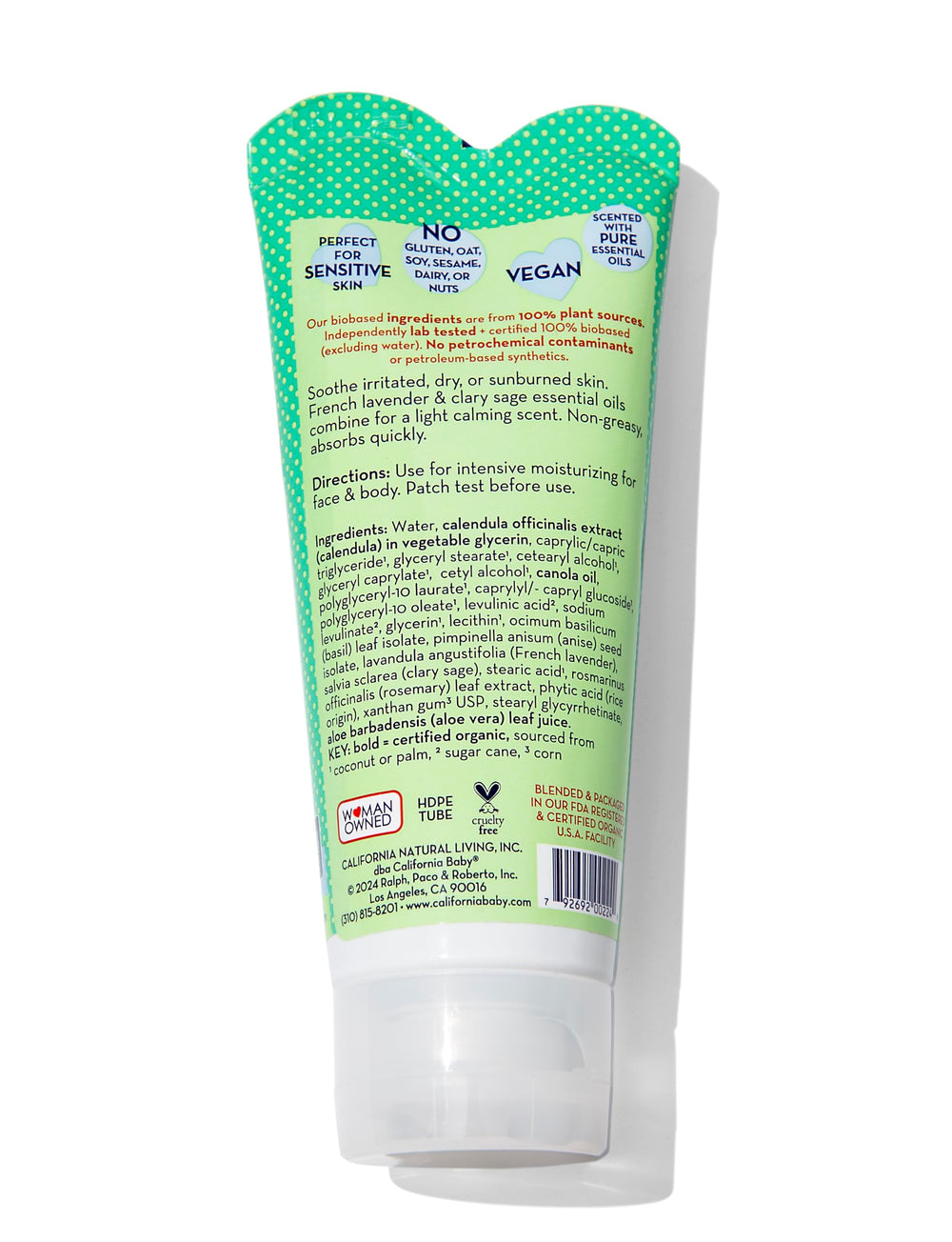 California Baby Aloe Vera Arnica Cream texture-closeup shows quick-absorbing non-greasy moisturization