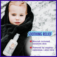 California Baby Calendula Aloe soothing feature emphasizes natural calming ingredients for dry skin