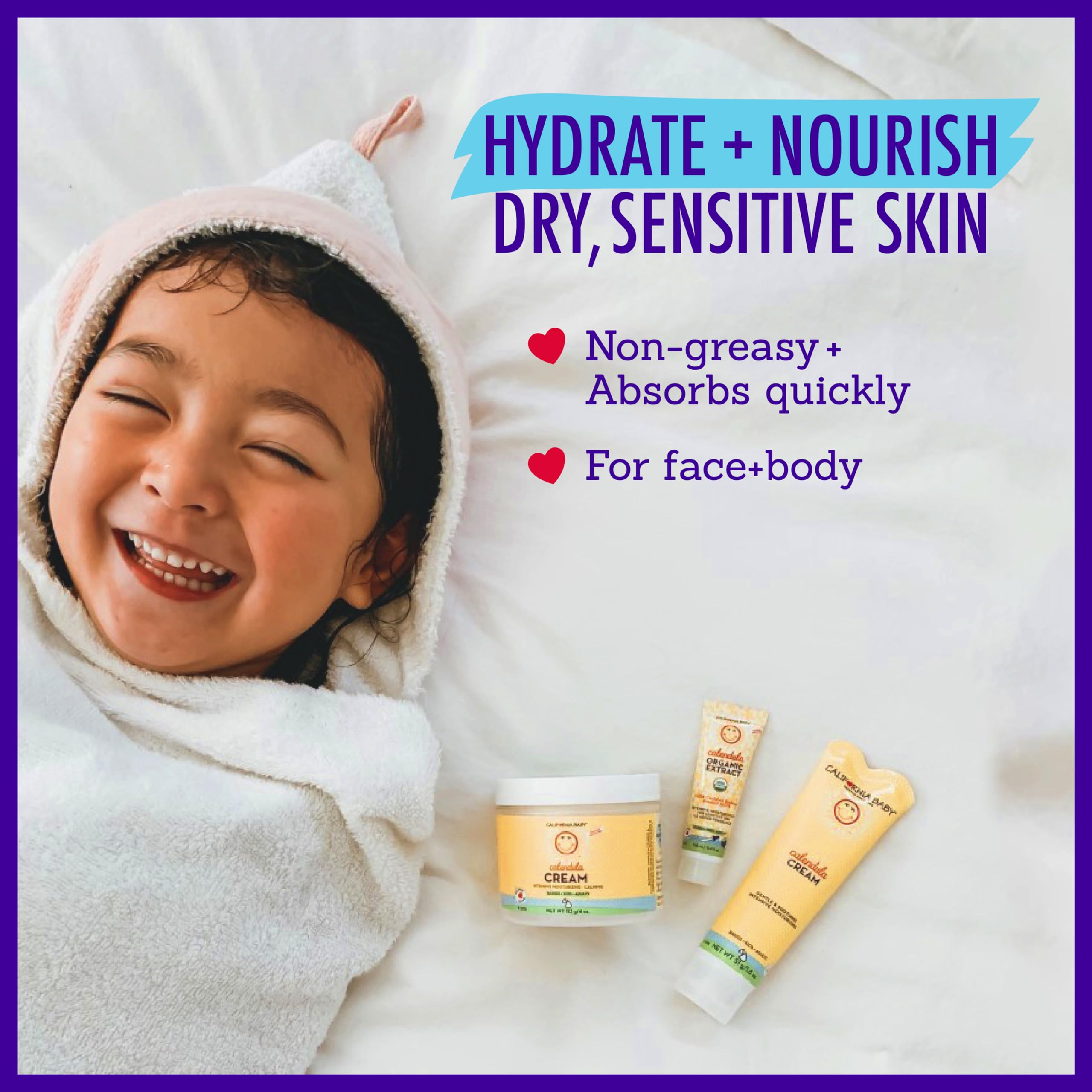 California Baby Calendula Cream application on hands for daily moisturization