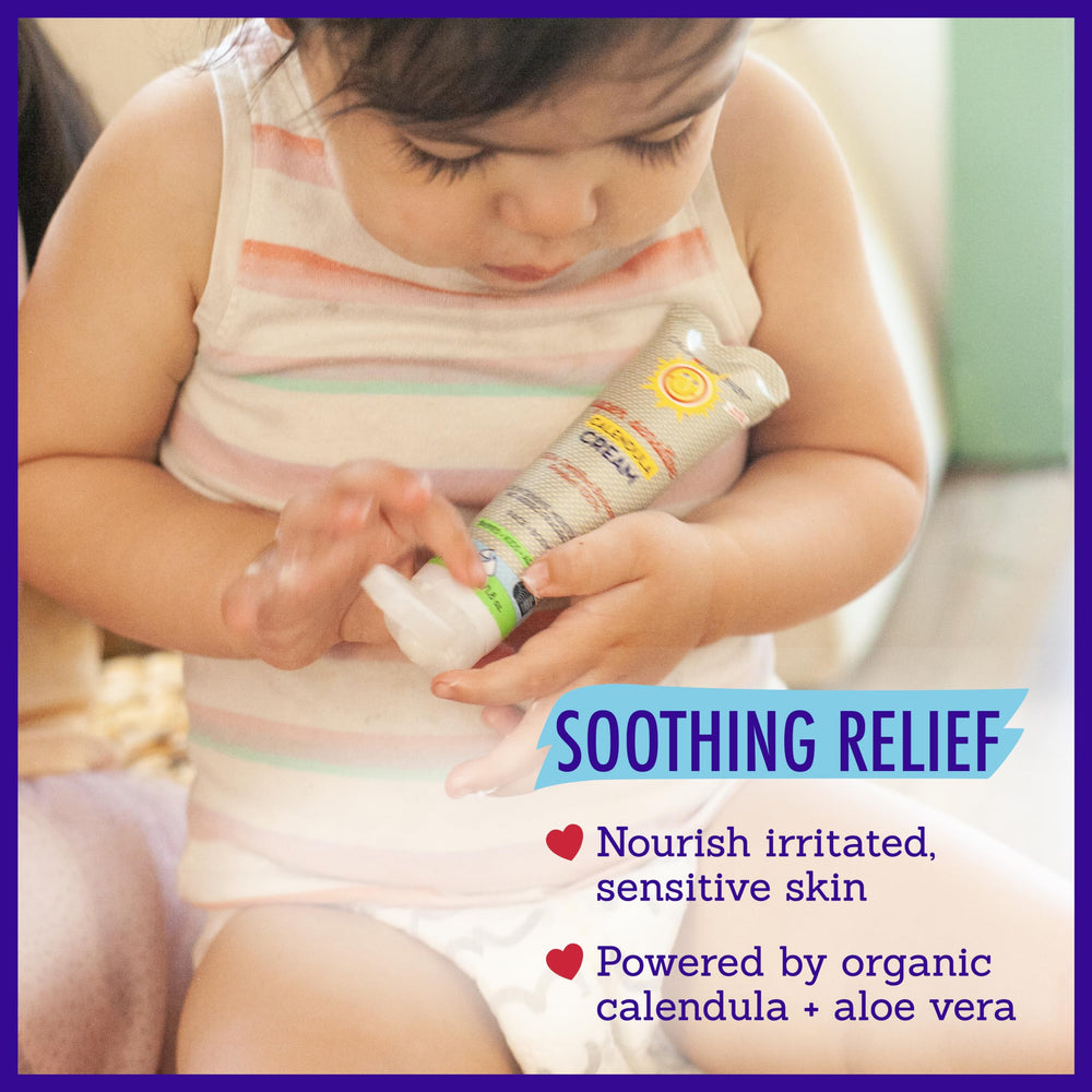 California Baby Calendula Cream unscented aloe vera component suggests gentle hydration for sensitive skin