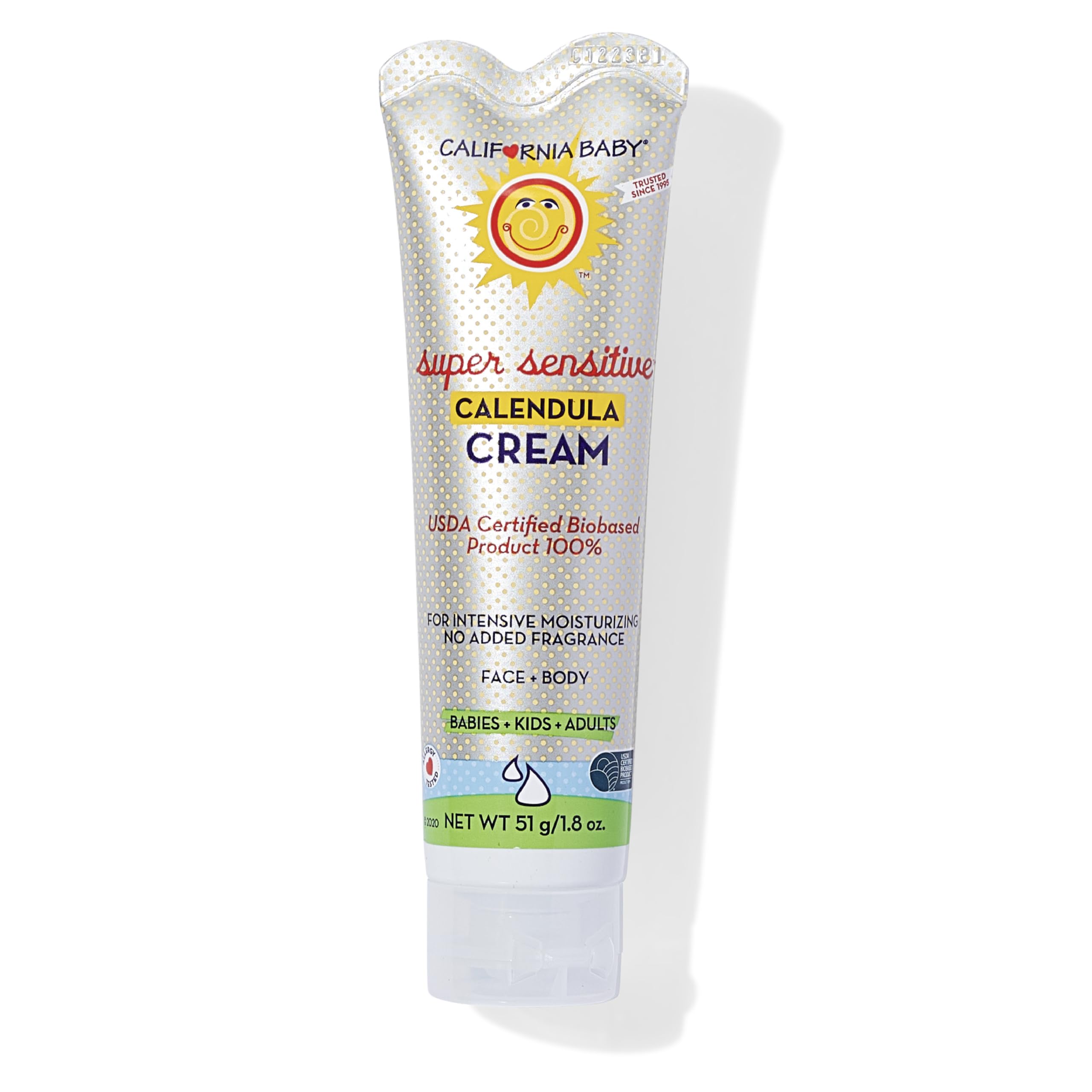 California Baby Calendula Cream unscented bottle close-up showing fragrance-free hydration