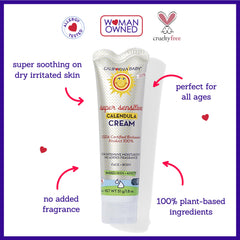 California Baby Calendula Cream unscented ingredients panel highlights plant-based formulation and calendula relief
