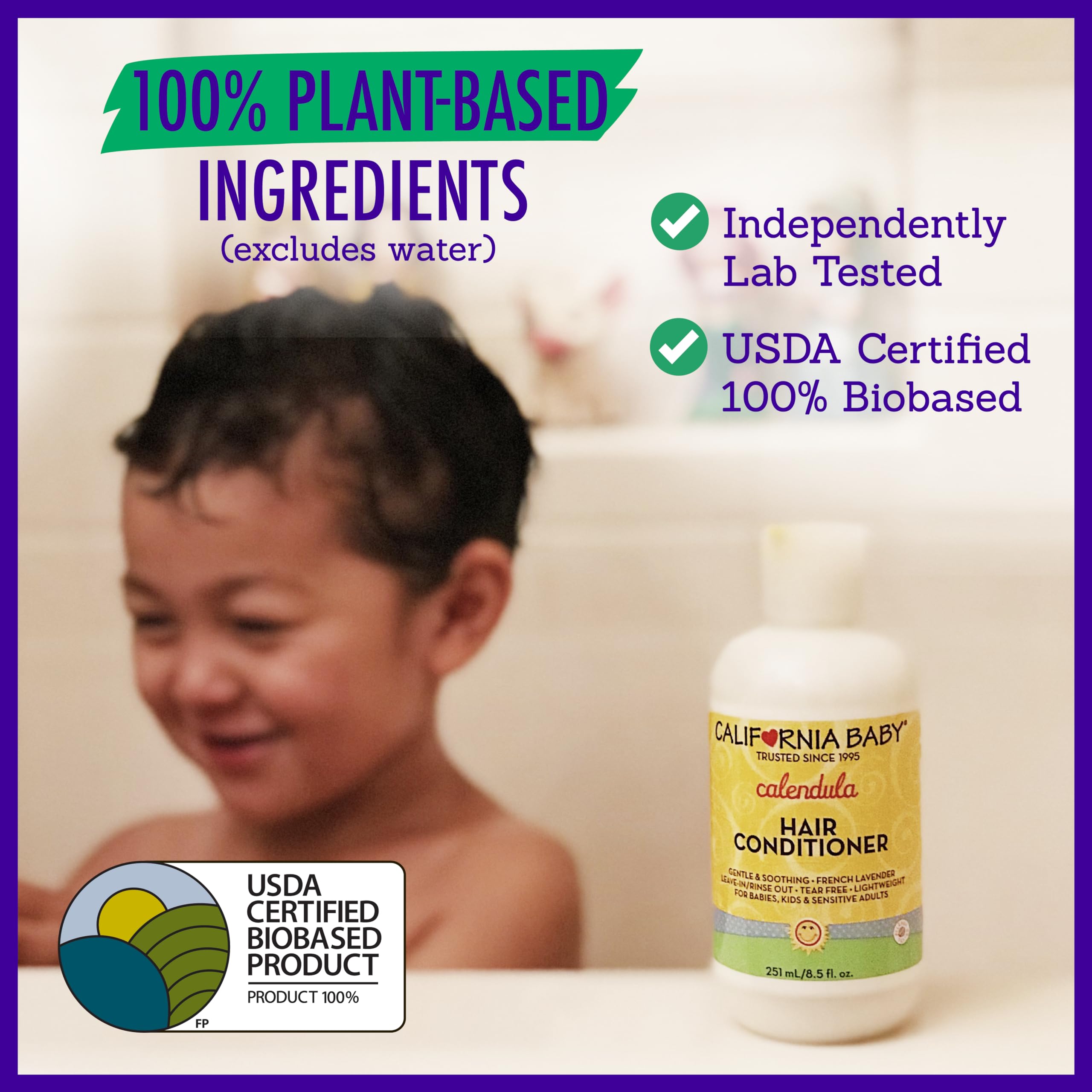 California Baby Calendula Hair Conditioner leave-in option on damp hair