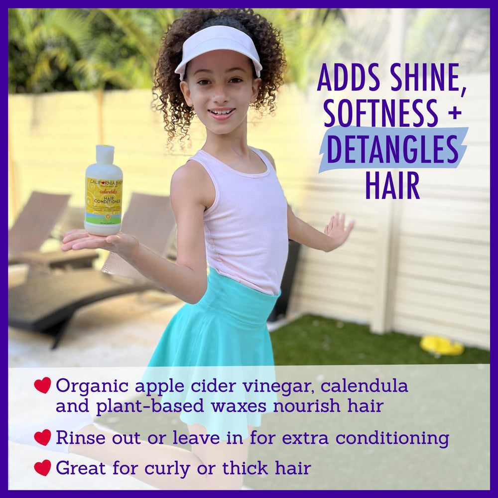 California Baby Calendula Hair Conditioner adds soft shine to hair