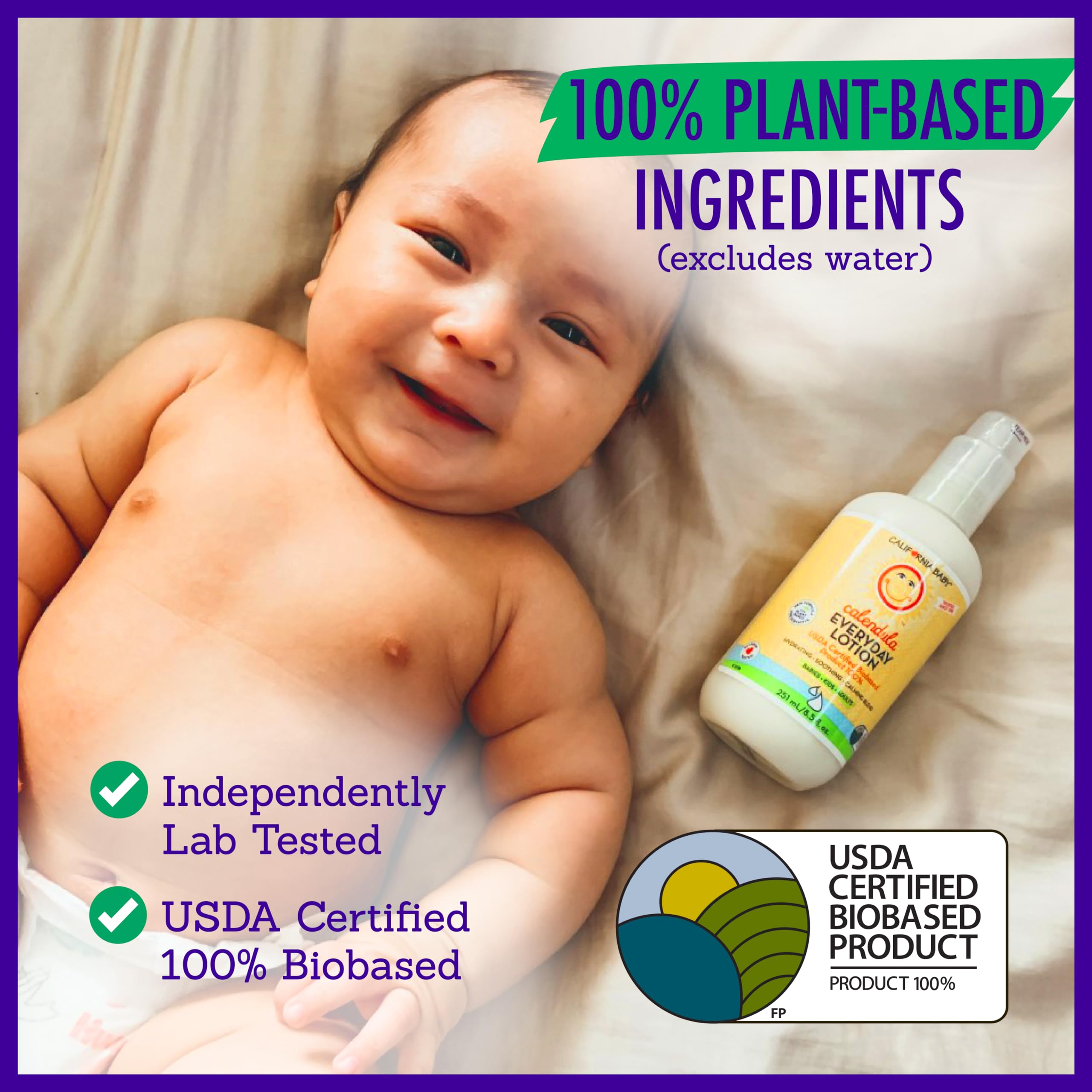 Hands applying California Baby Calendula Lotion demonstrates versatile hand and body moisturizer use.
