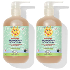 California Baby Calming bottle front shows a gentle, plant-based baby wash.