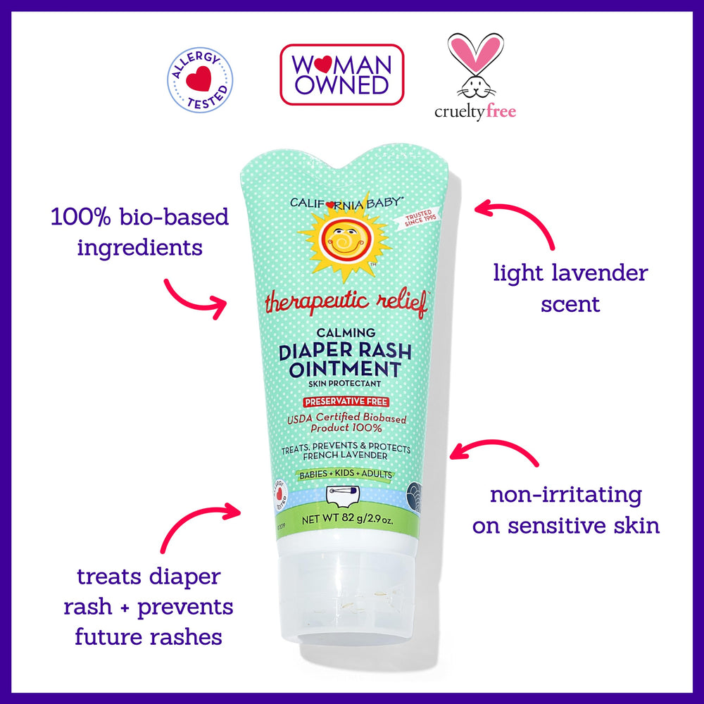 California Baby calming diaper rash cream lavender scent closeup with clary sage oils.