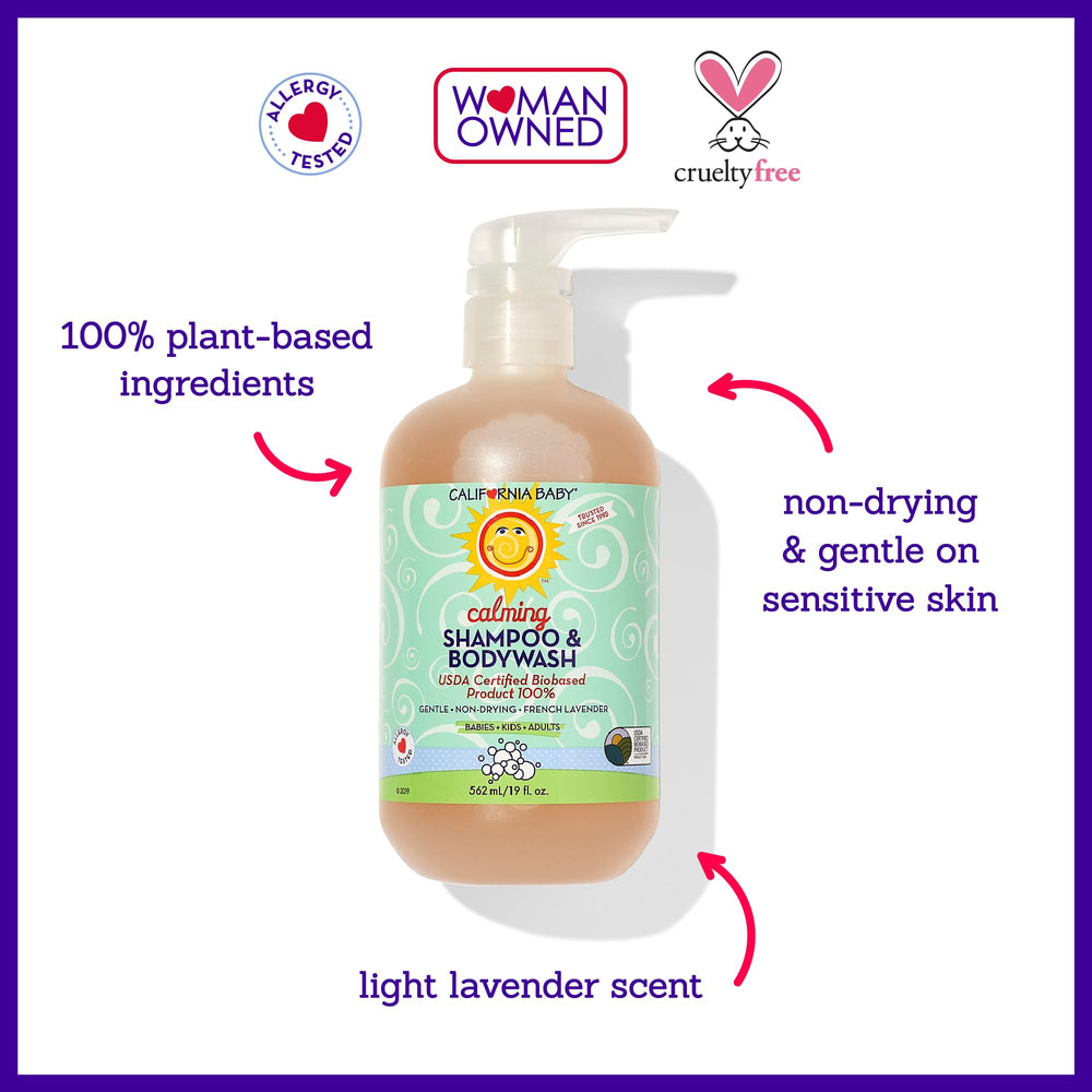 California Baby Calming ingredients list emphasizes plant-based, hypoallergenic formula.
