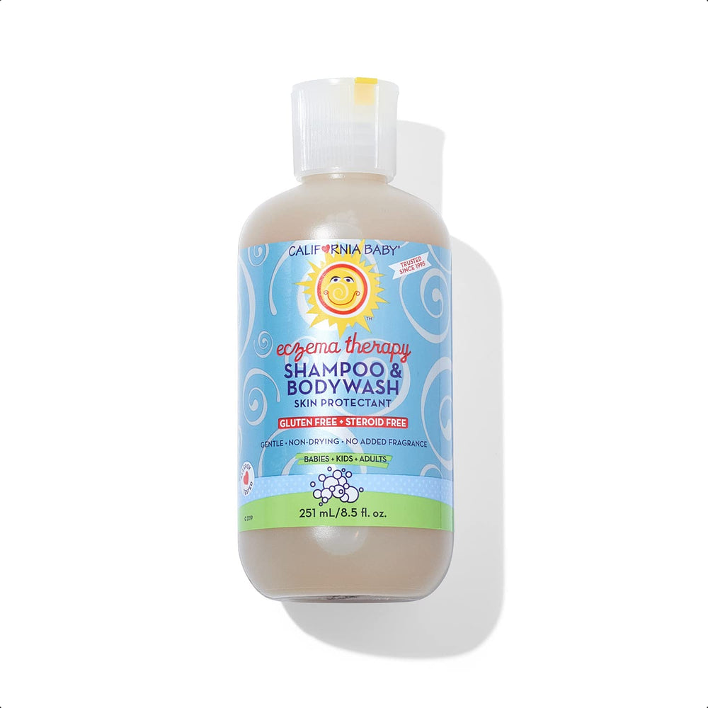 California Baby Eczema Wash bottle closeup shows plant-based formula for sensitive skin