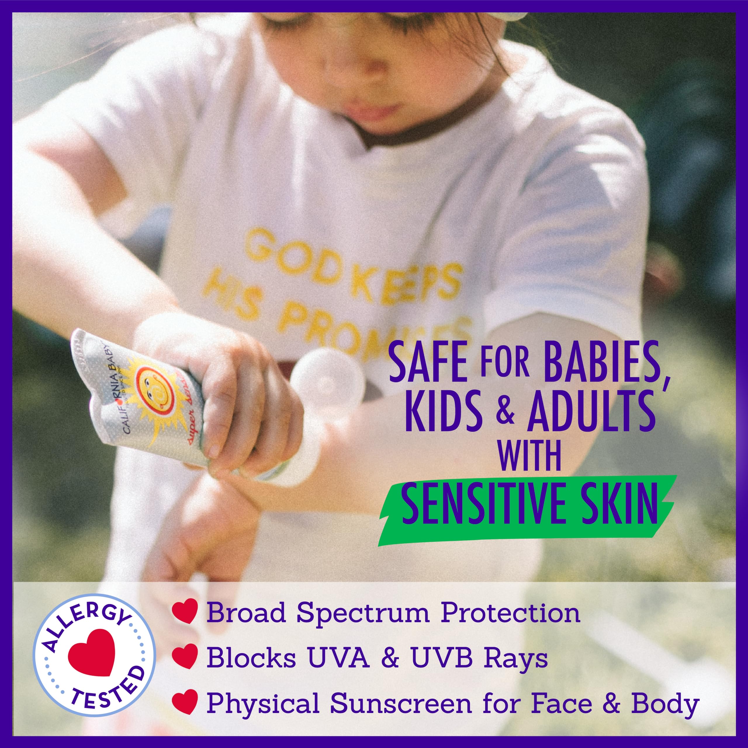 California Baby fragrance-free sunscreen ideal for fragrance-sensitive users and skin comfort.