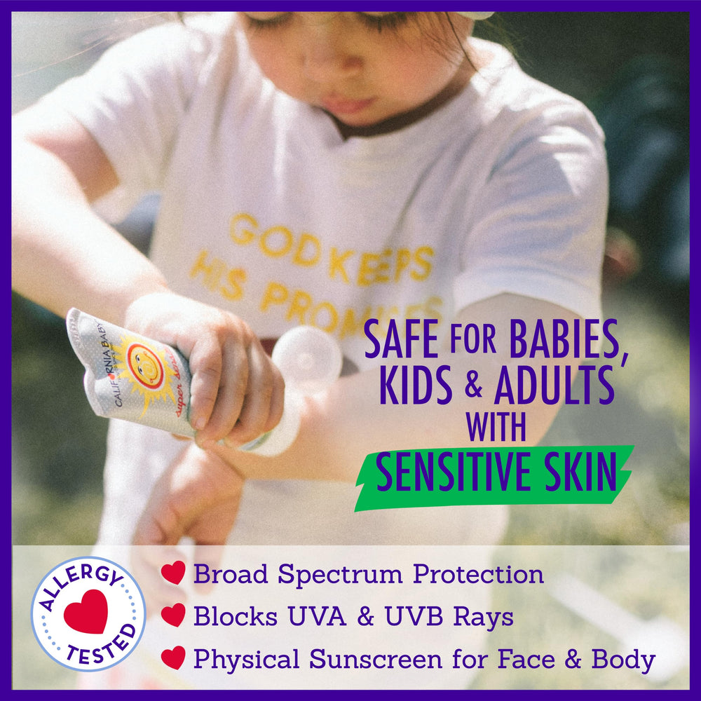 California Baby fragrance-free sunscreen ideal for fragrance-sensitive users and skin comfort.