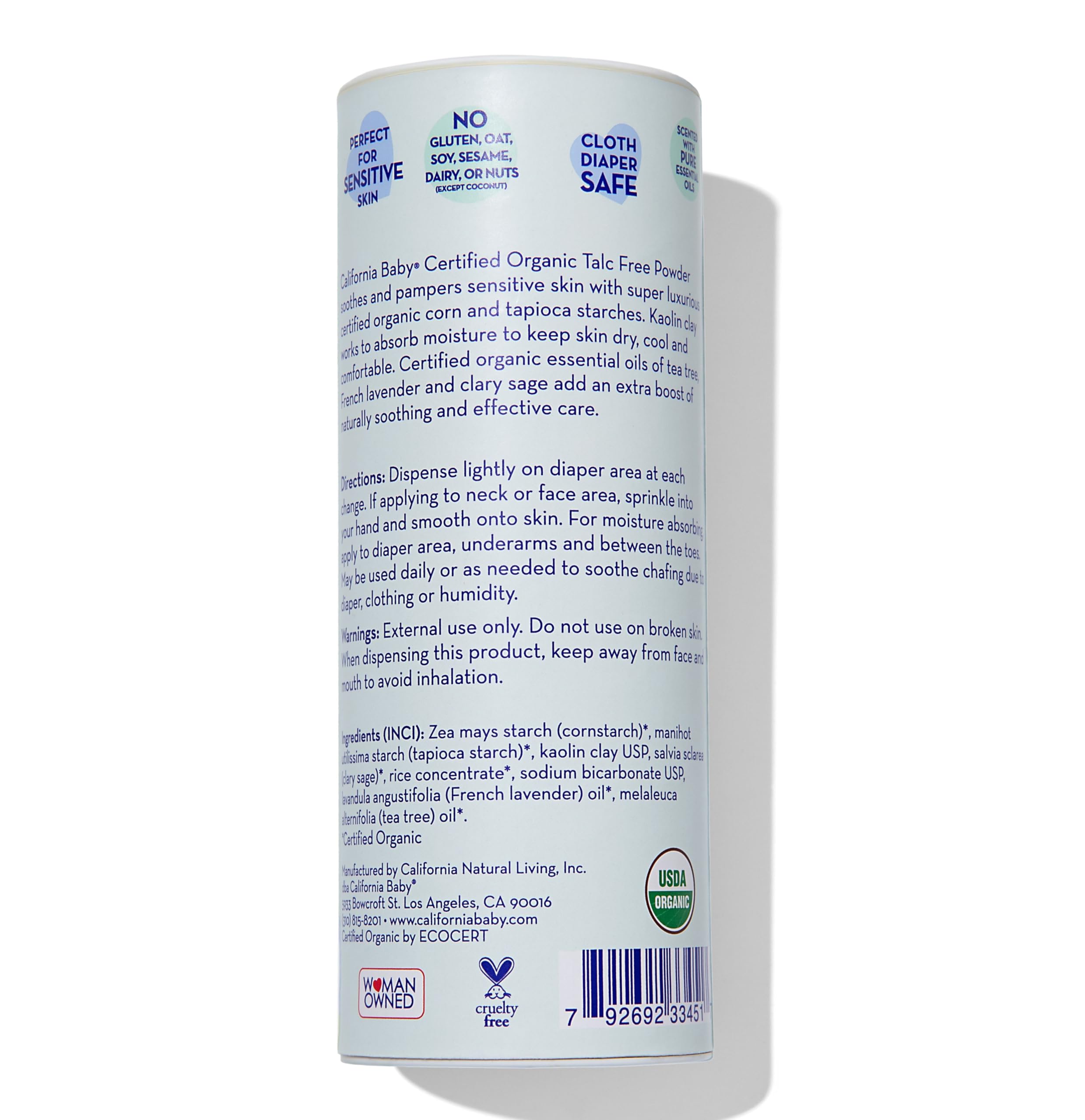 California Baby Powder travel size tin: portable, talc-free moisture management on the go