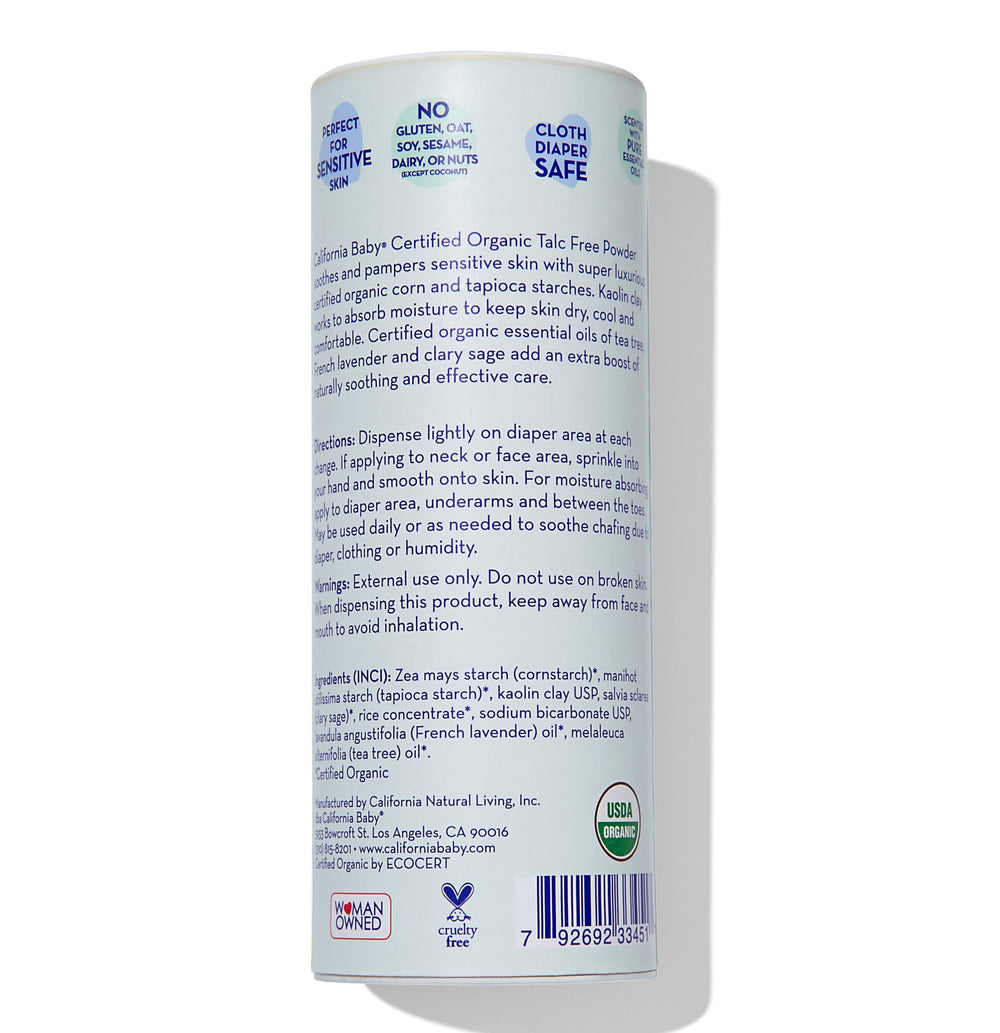 California Baby Powder travel size tin: portable, talc-free moisture management on the go