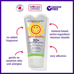 California Baby sunscreen face and body illustrates versatile use.