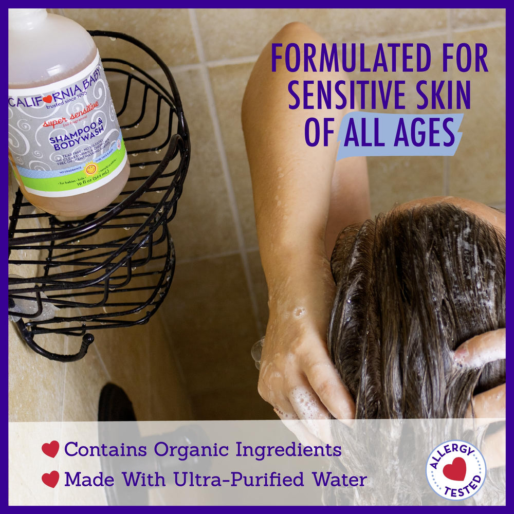 California Baby Super Sensitive application on hands shows skin friendly lather