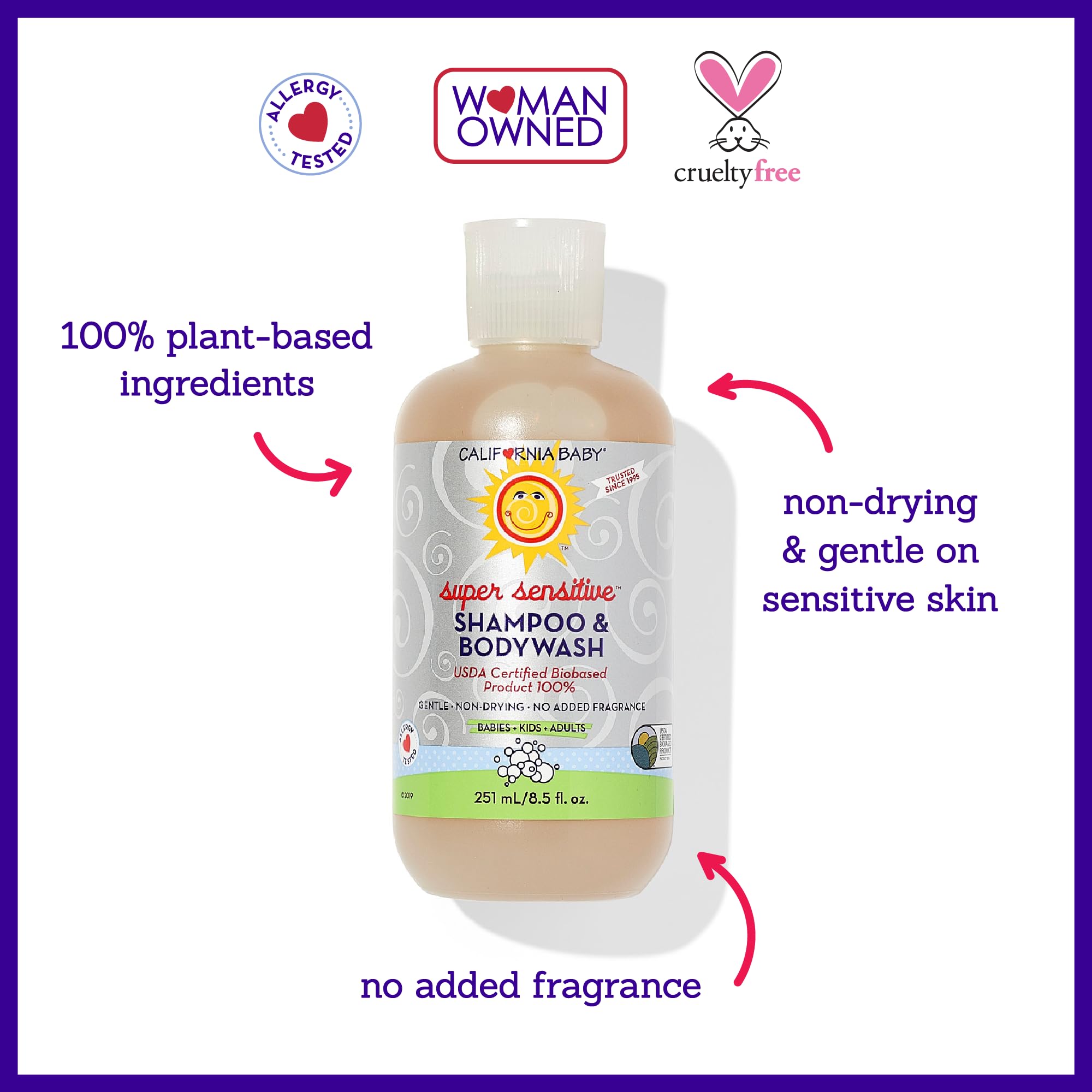 California Baby Super Sensitive calendula Aloe ingredients illustrate soothing hydration
