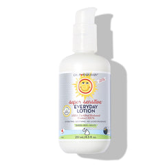 California Baby Super Sensitive Unscented Lotion bottle shows plant-based formula for sensitive skin