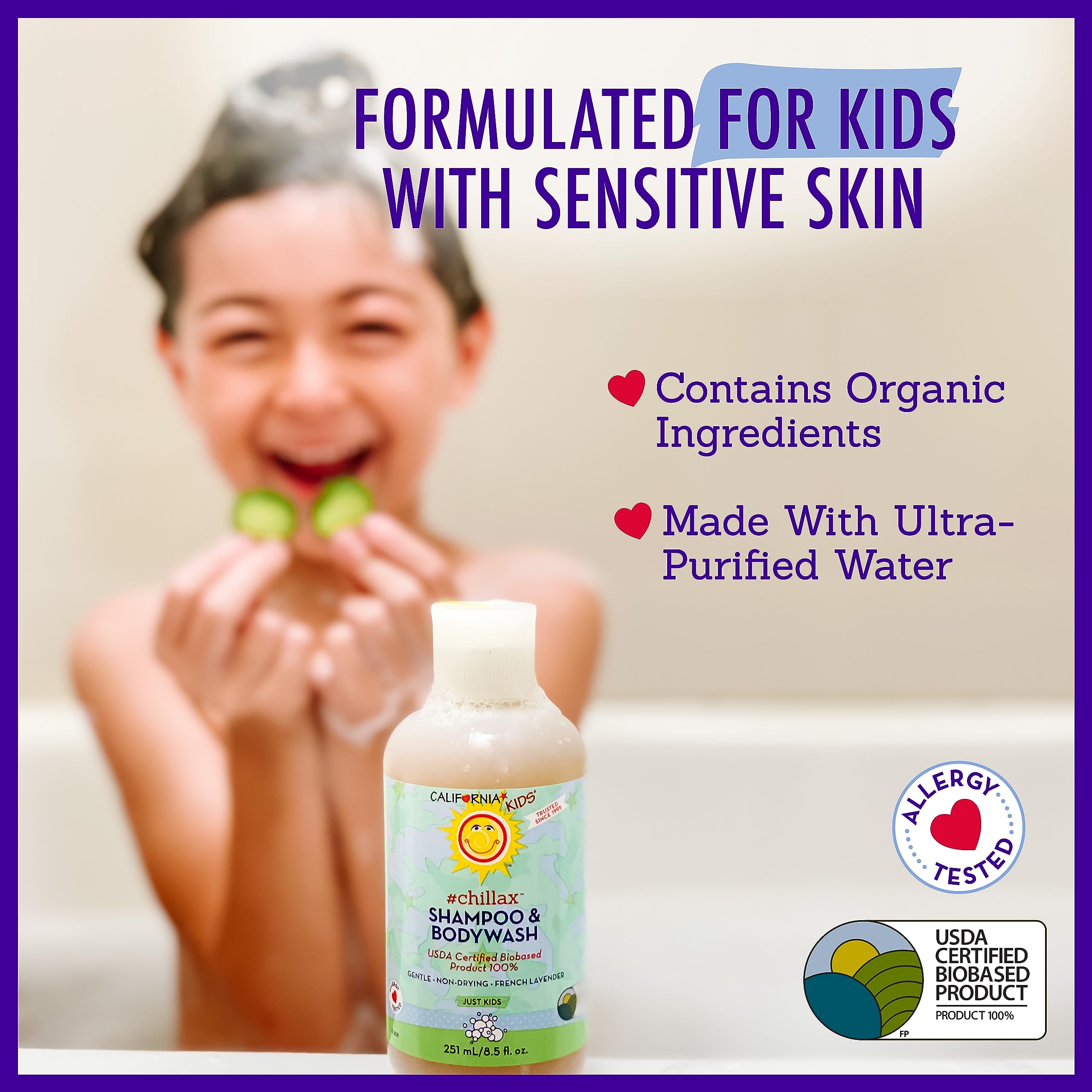Tear-free foam of California Baby Chillax Shampoo for a gentle bath time