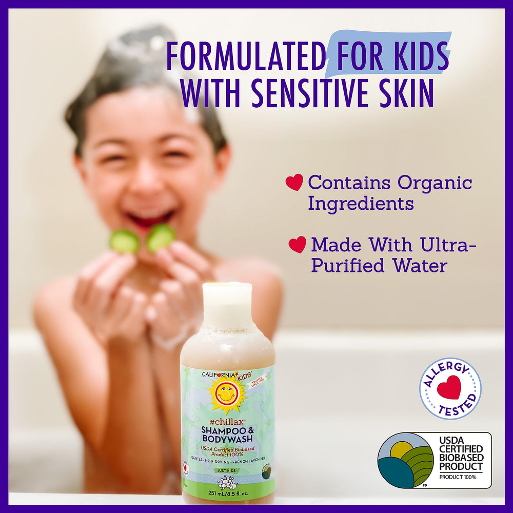 Tear-free foam of California Baby Chillax Shampoo for a gentle bath time