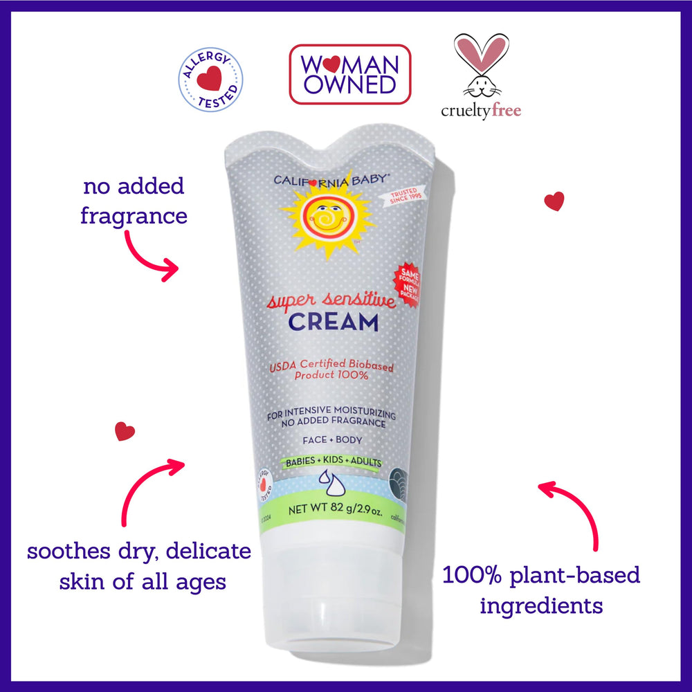 Application of California Baby unscented cream on hands demonstrates versatile baby and adult use