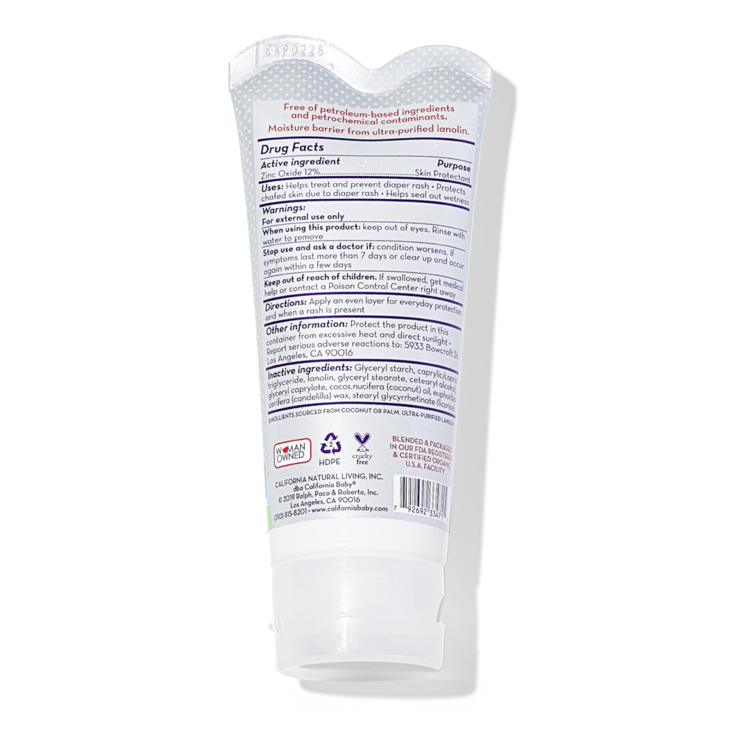 California Baby zinc-oxide diaper cream closeup highlighting soothing barrier