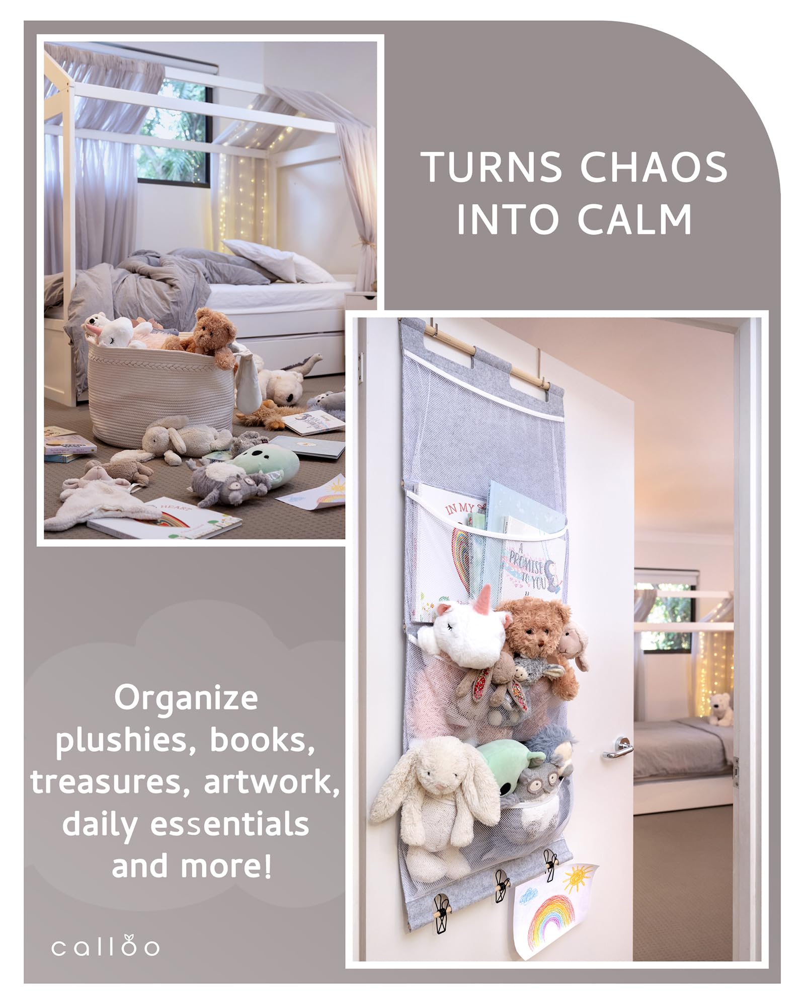 Calloo space-saving door-hanging storage reduces clutter and frees floor space.