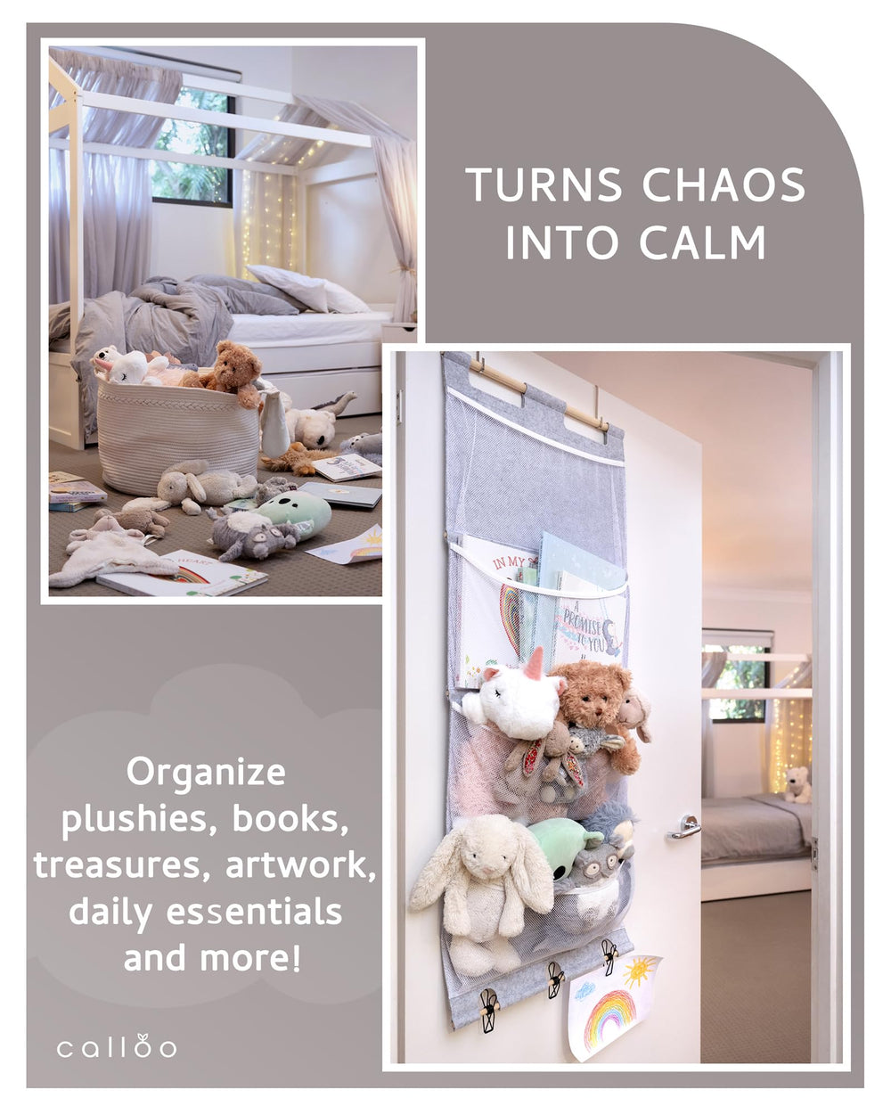 Calloo space-saving door-hanging storage reduces clutter and frees floor space.