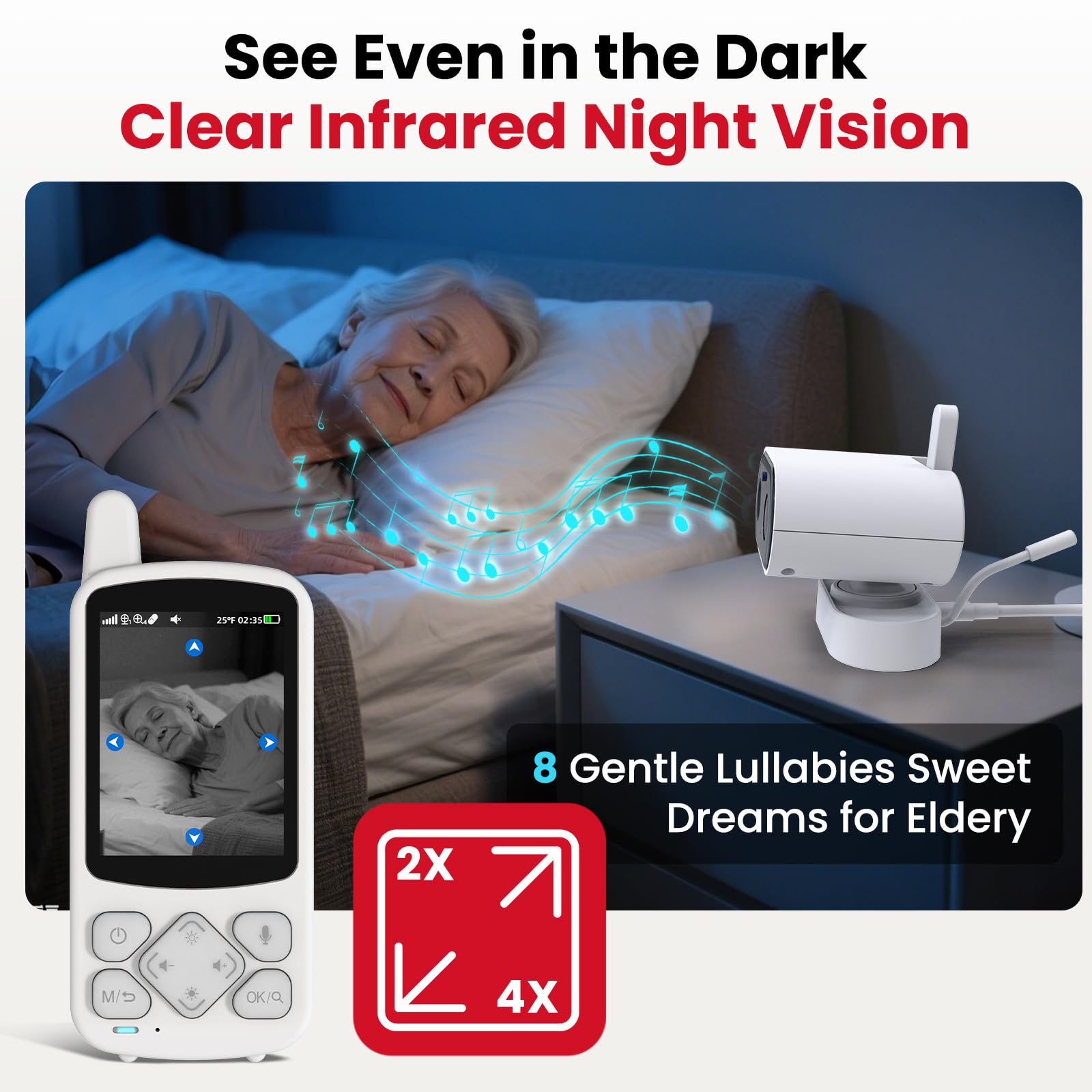 CallToU elderly monitor temperature sensor tracks room conditions for comfort.