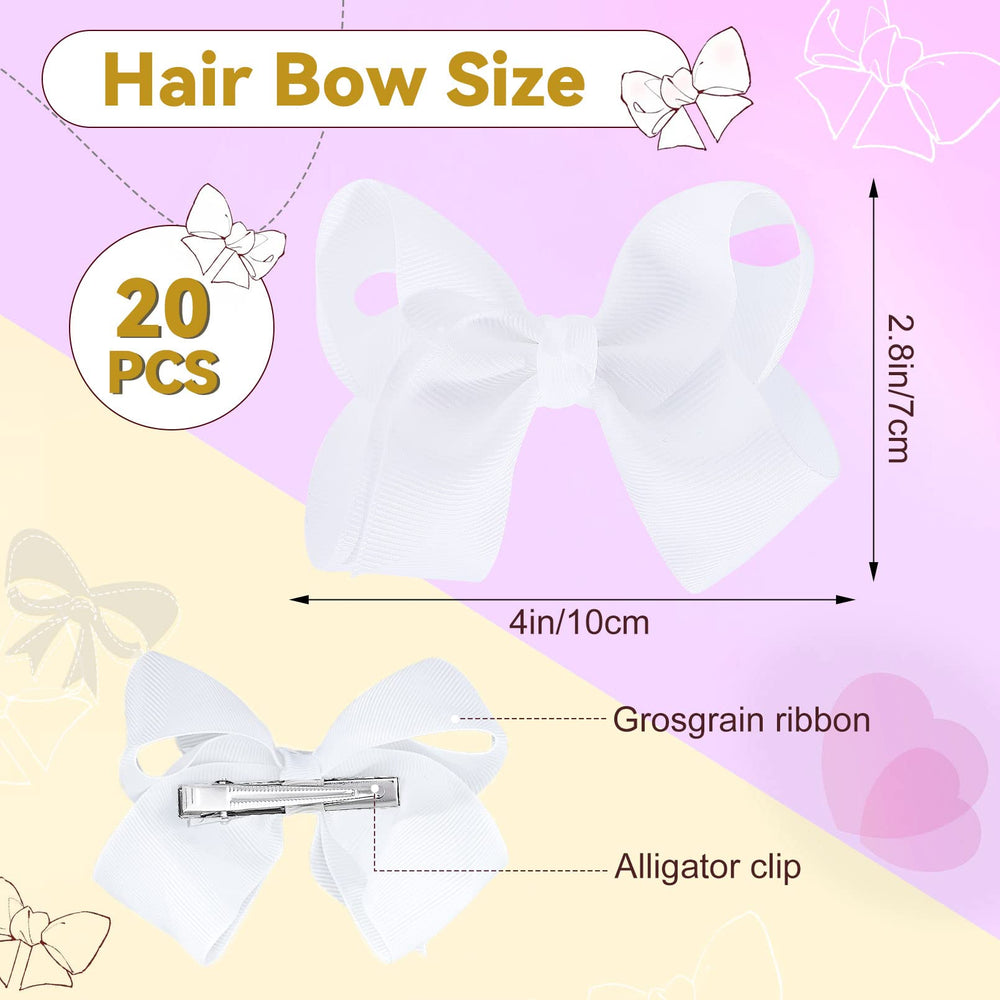 Calluace 4inch white grosgrain bow close-up highlighting durable handmade construction