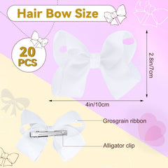 Calluace 4inch white grosgrain bow close-up highlighting durable handmade construction