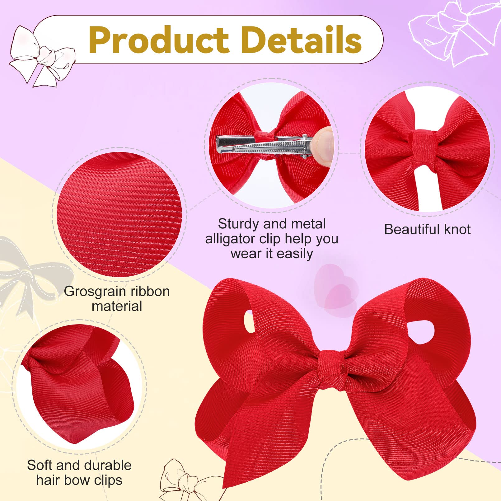 Calluace handmade toddler hair accessories red bows add cute finishing touch.