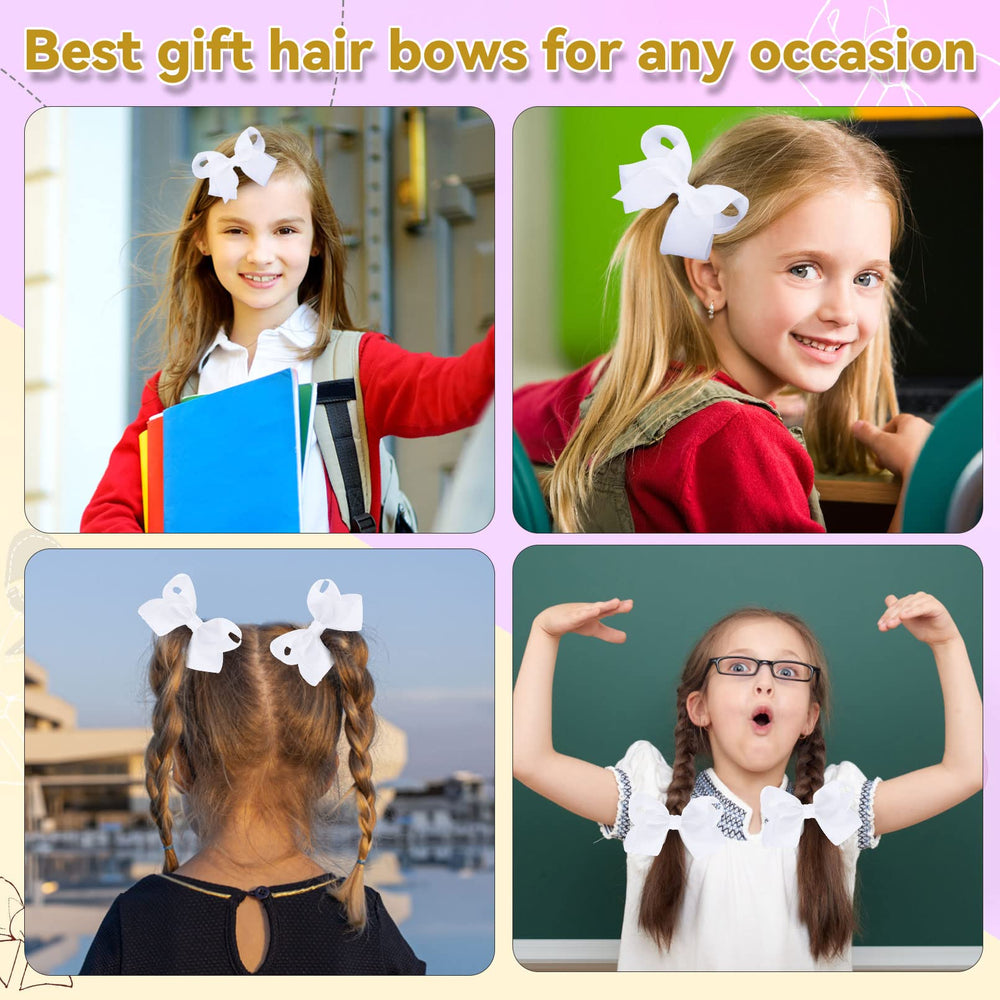Calluace white hair bows set as versatile accessory for bags and outfits
