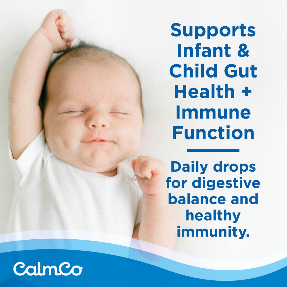 CalmCo probiotic vitamin D drops dropper for easy infant dosing and feeding