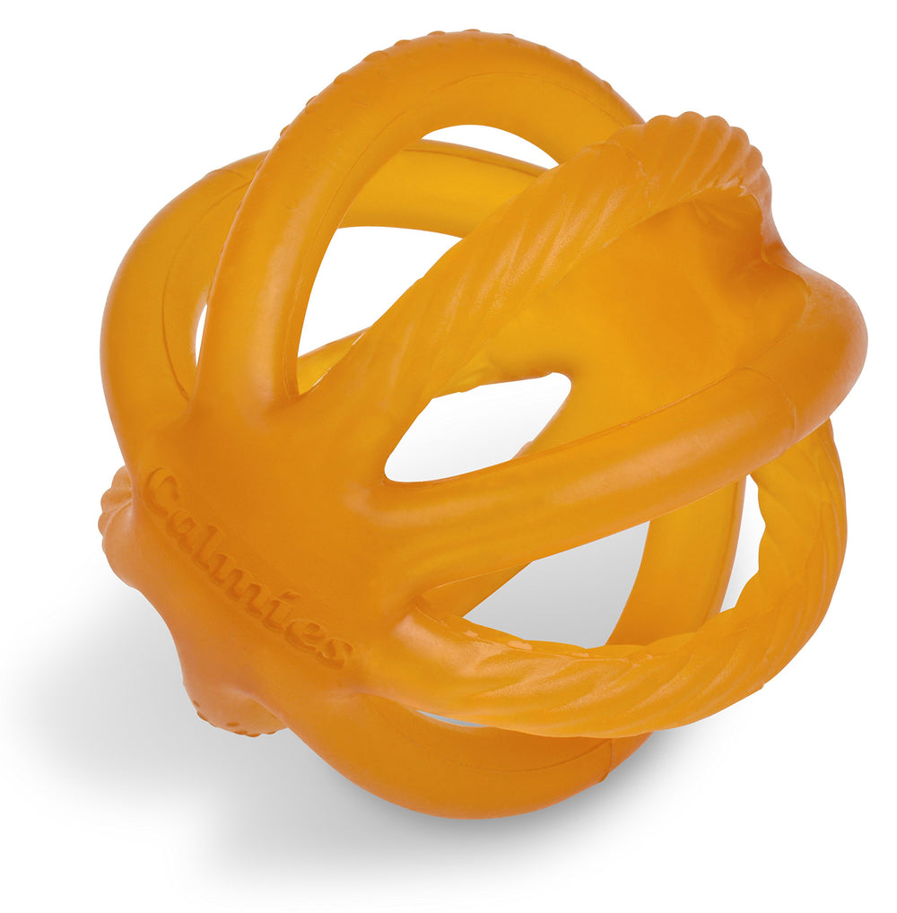 Calmies teether natural rubber closeup shows safe material for soothing teething gums.