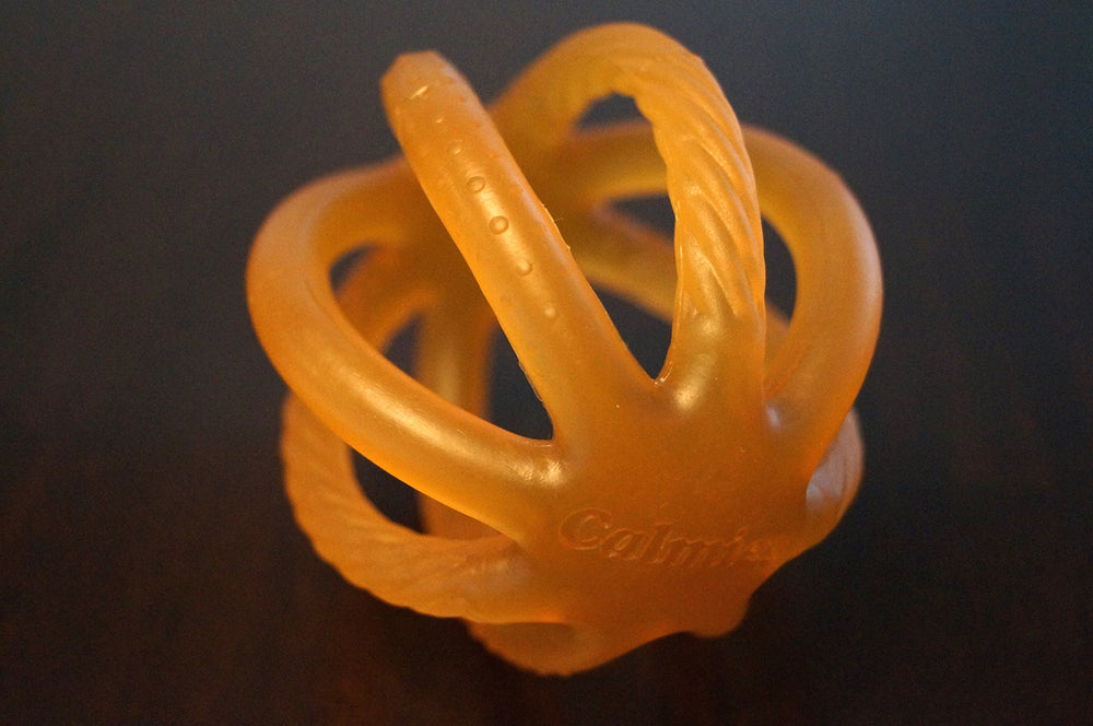 Calmies teether no PVC or phthalates confirms a non-toxic option for teething.