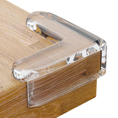 CalMyotis corner protector package features clear guards that blend with furniture and reduce bumps.