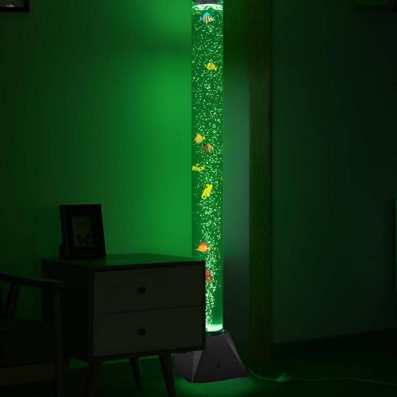 CALOVER LED bubble tube bedroom setup provides relaxing lighting for bedtime routines.