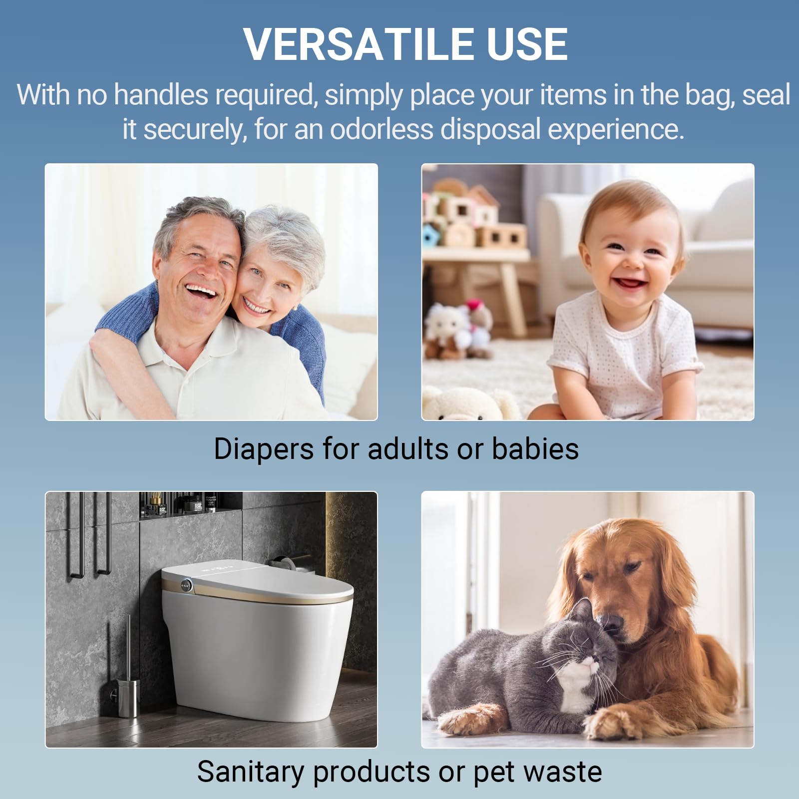 Calvana no-handle design allows effortless disposal in compact spaces.