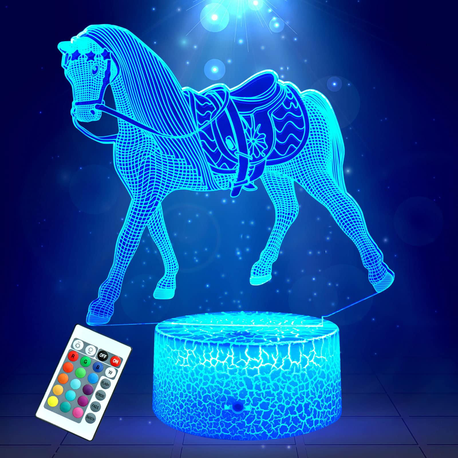 Calyla horse night light front view provides soft, comforting glow for bedtime.