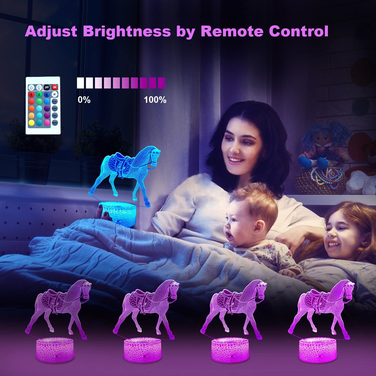 Calyla horse night light gradient-brightness close-up shows smooth transitions.