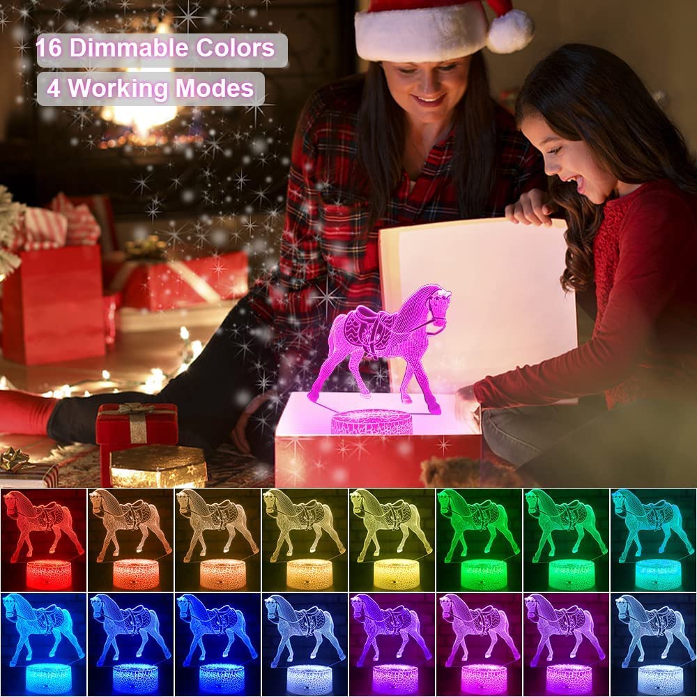 Calyla horse night light remote-control view shows easy 16-color changes.