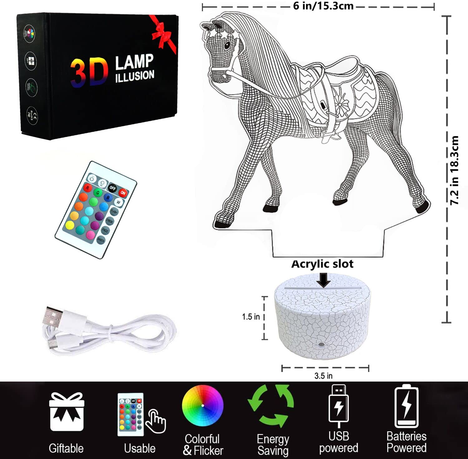 Calyla horse night light room-decor-idea image showcases cozy kid's room setup.