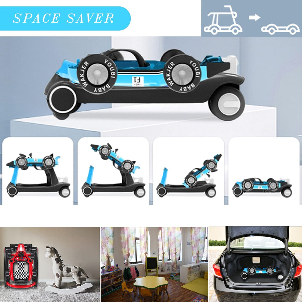 CAM2-KIDS 4-in-1 walker folded for compact storage under a bed