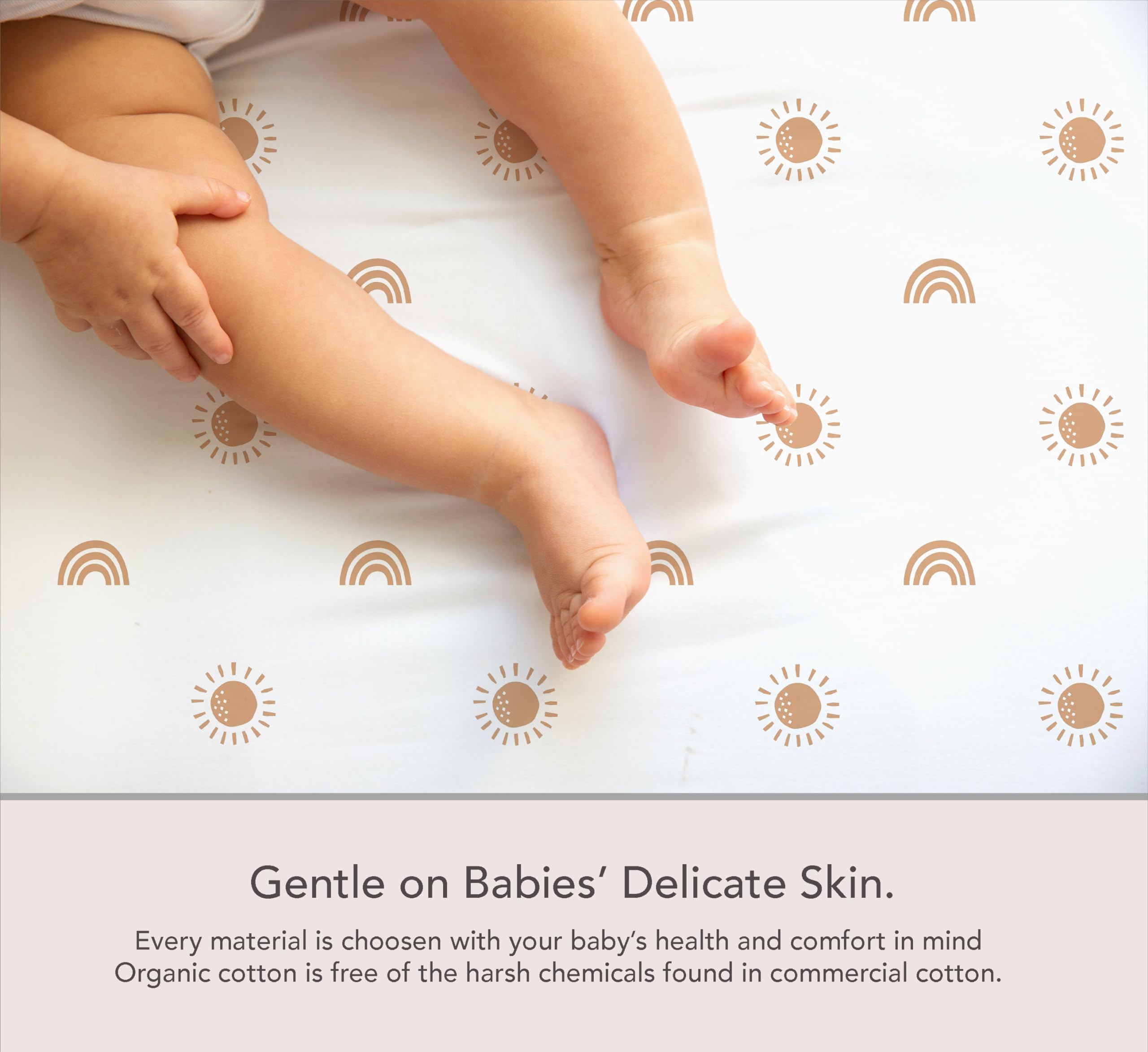 Cambria Baby sky bassinet sheets close-up knit texture, soft and durable.