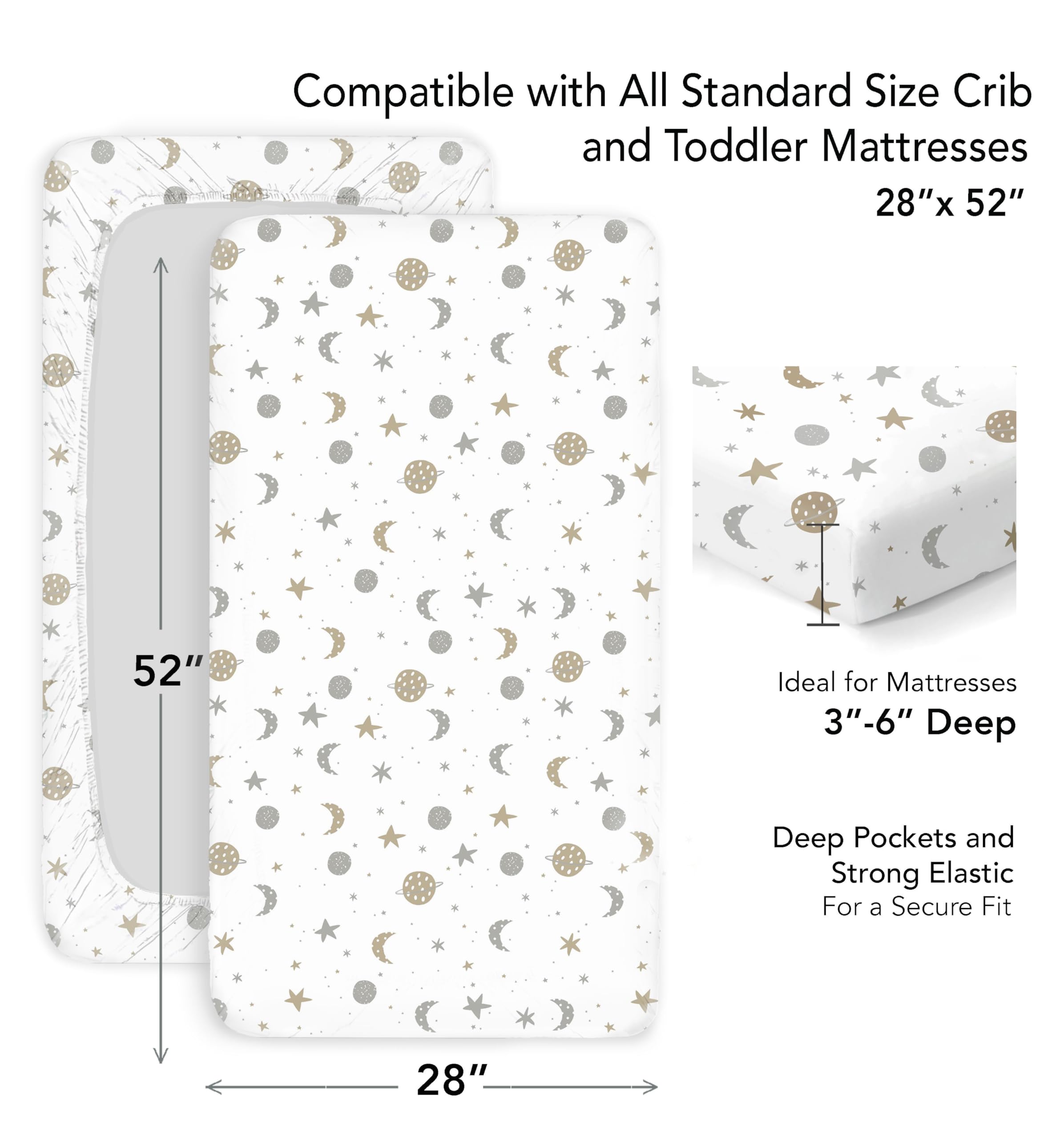 Cambria Baby deep-pocket elastic-fit demonstrates secure mattress enclosure