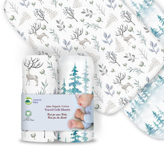 Cambria Baby deer-forest travel sheets 2-pack fit travel cribs for on-the-go nurseries