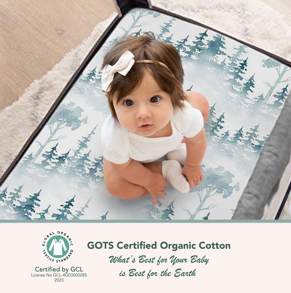 Cambria Baby safety corner holes keep sheets secure during playtime